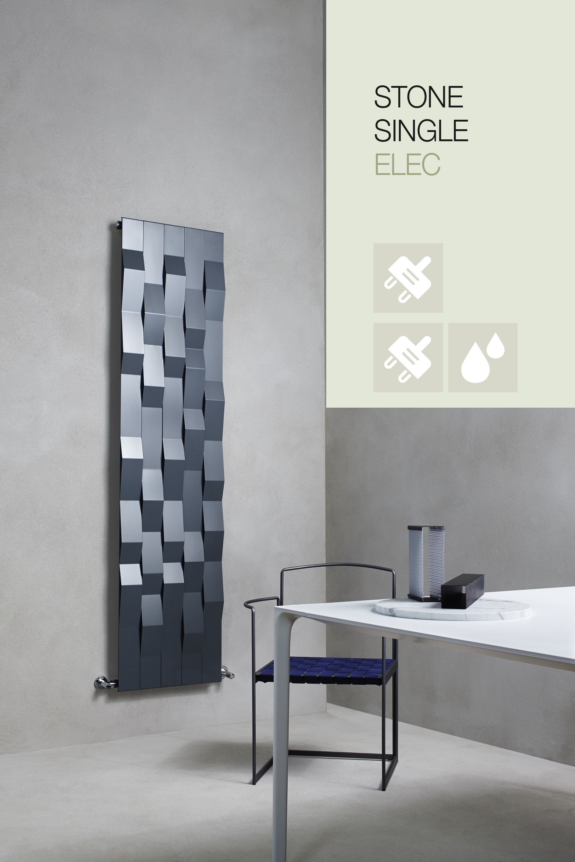 Caleido Stone Elektro Paneelheizkörper, Design Heizkörper, Heizwand by James Di Marco