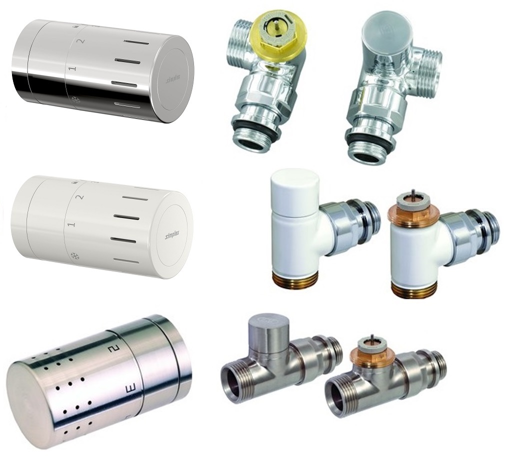 Simplex Thermostatventil-Set Comap, Eck- Durchgang oder Winkeleckform in weiß, chrom, Edelstahl